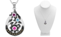 Macy's Genuine Marcasite & Multicolor Crystal Openwork 18" Pendant Necklace in Silver-Plate